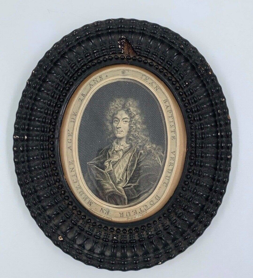 17th Century Engraving Jean-baptiste Verduc Period Frame By Drevet And Charpentier