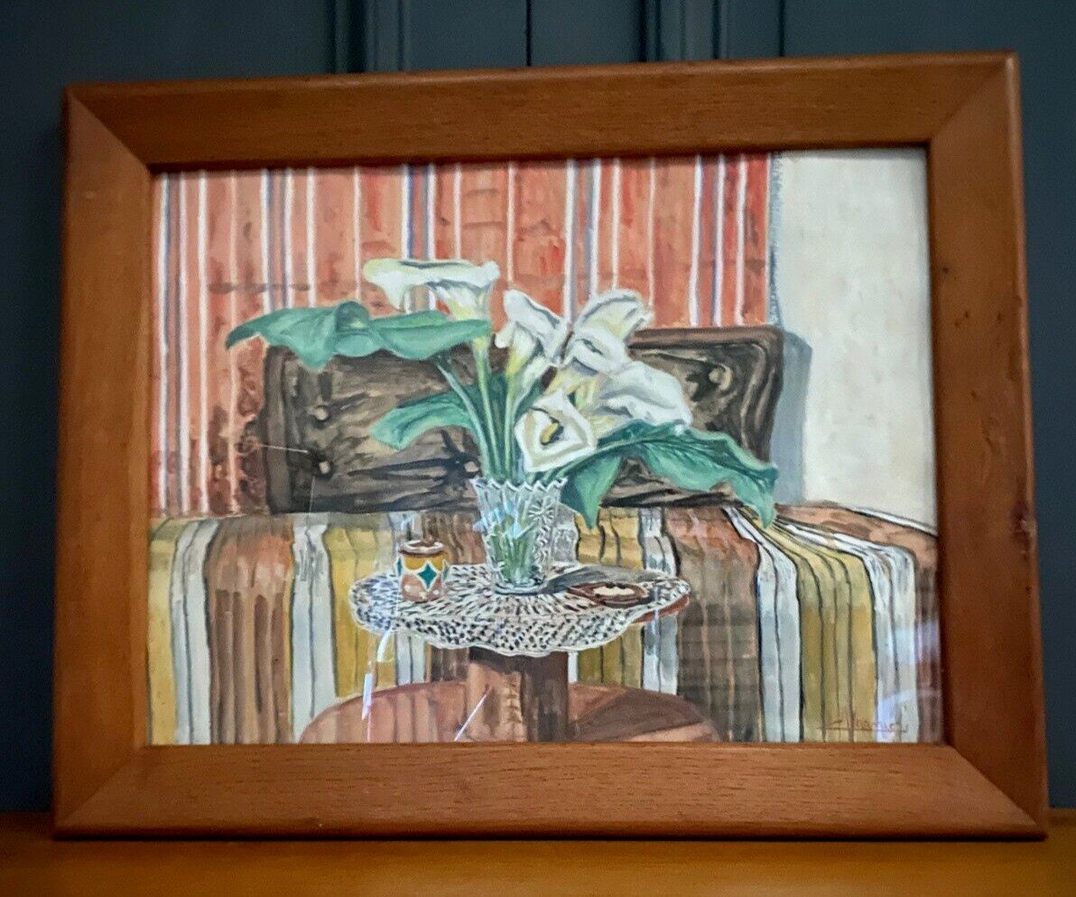 Watercolor On Still Life Paper By Varnier Natural Wooden Frame 20th Century