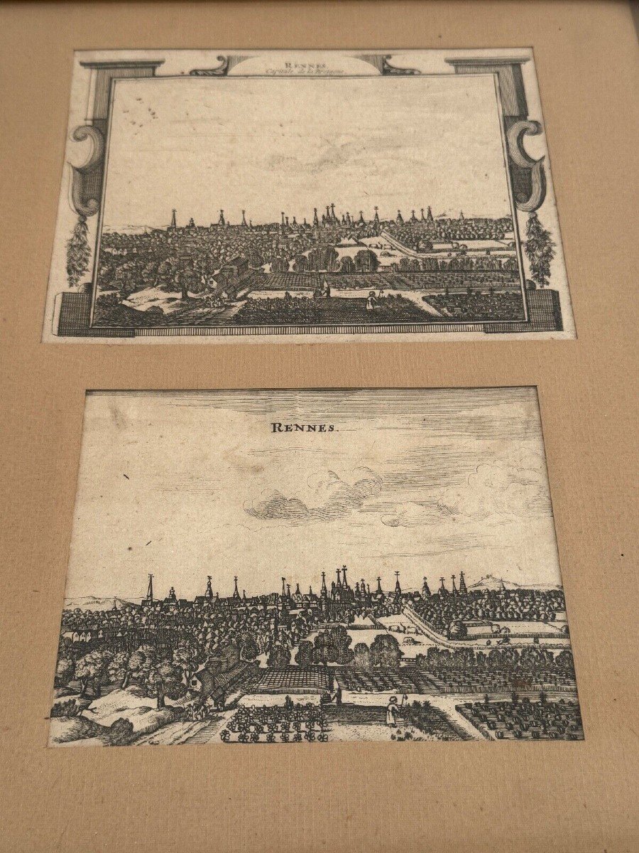 Deux gravures du XVIIIe représentant Rennes dans cadre baguette-photo-2