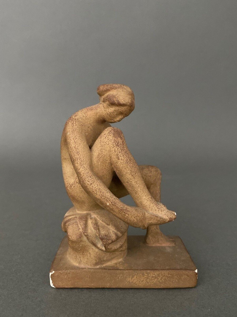Sculpture en plâtre atelier d'artiste femme à l'Antique début XXe-photo-2