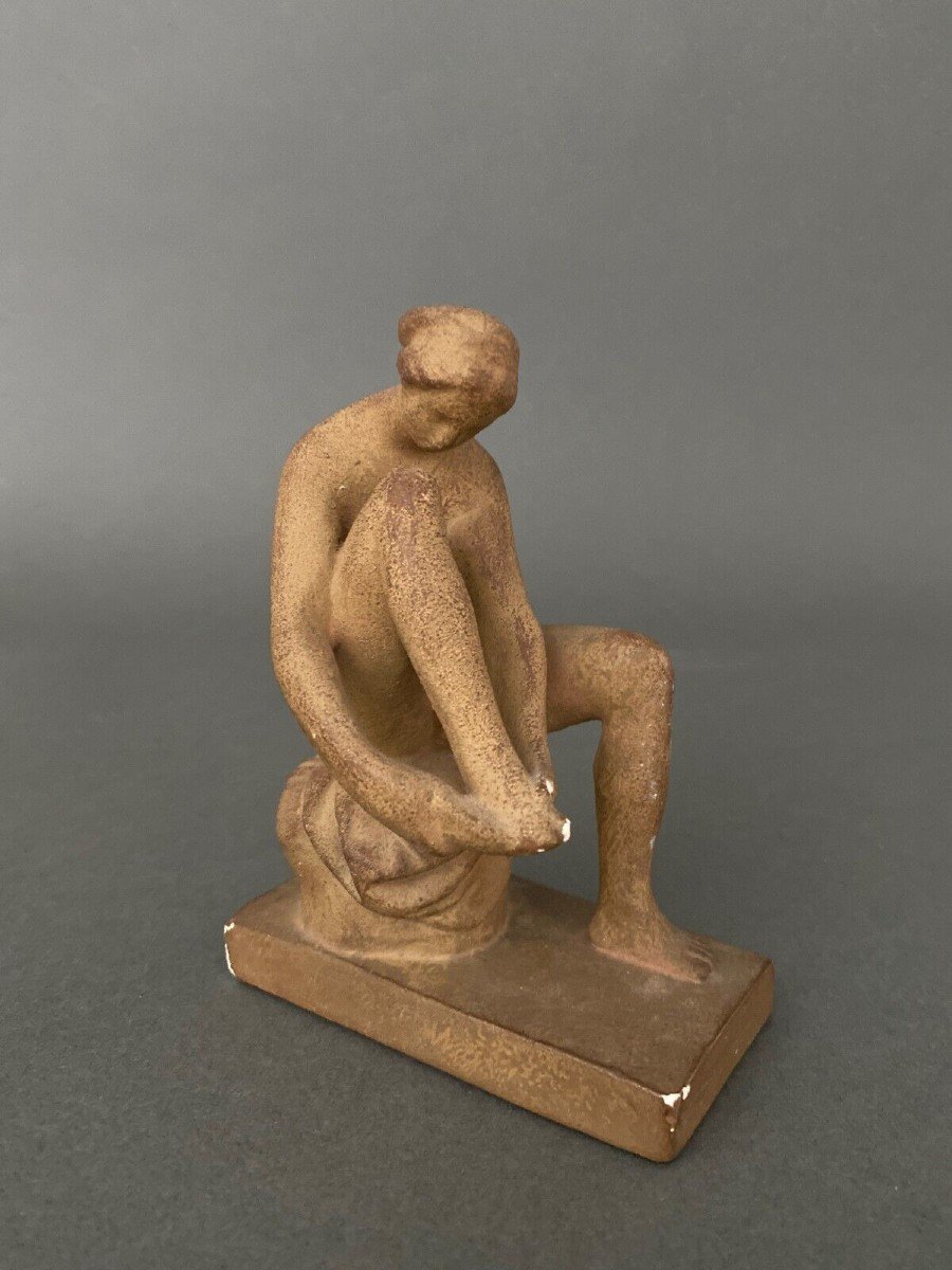 Plaster Sculpture Artist's Workshop Woman In Antique Early 20th Century