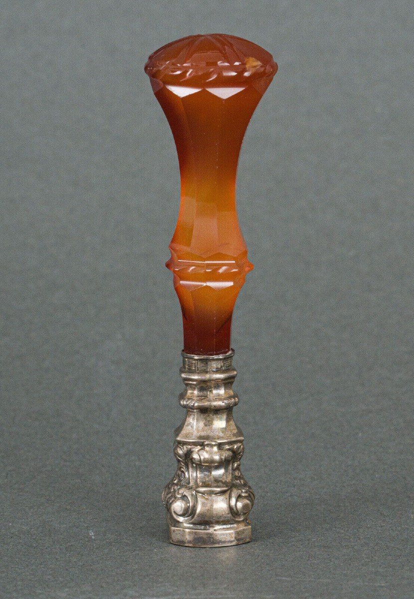 Stamp In Hard Stone Agate And Silver Monogram Late 19th Century-photo-3