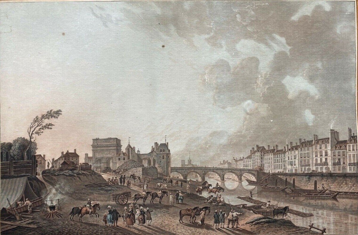 Gravure Demachy Descourtis porte Saint-Bernard quai de La Tournelle Paris-photo-2