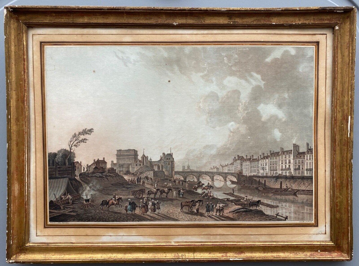 Gravure Demachy Descourtis porte Saint-Bernard quai de La Tournelle Paris
