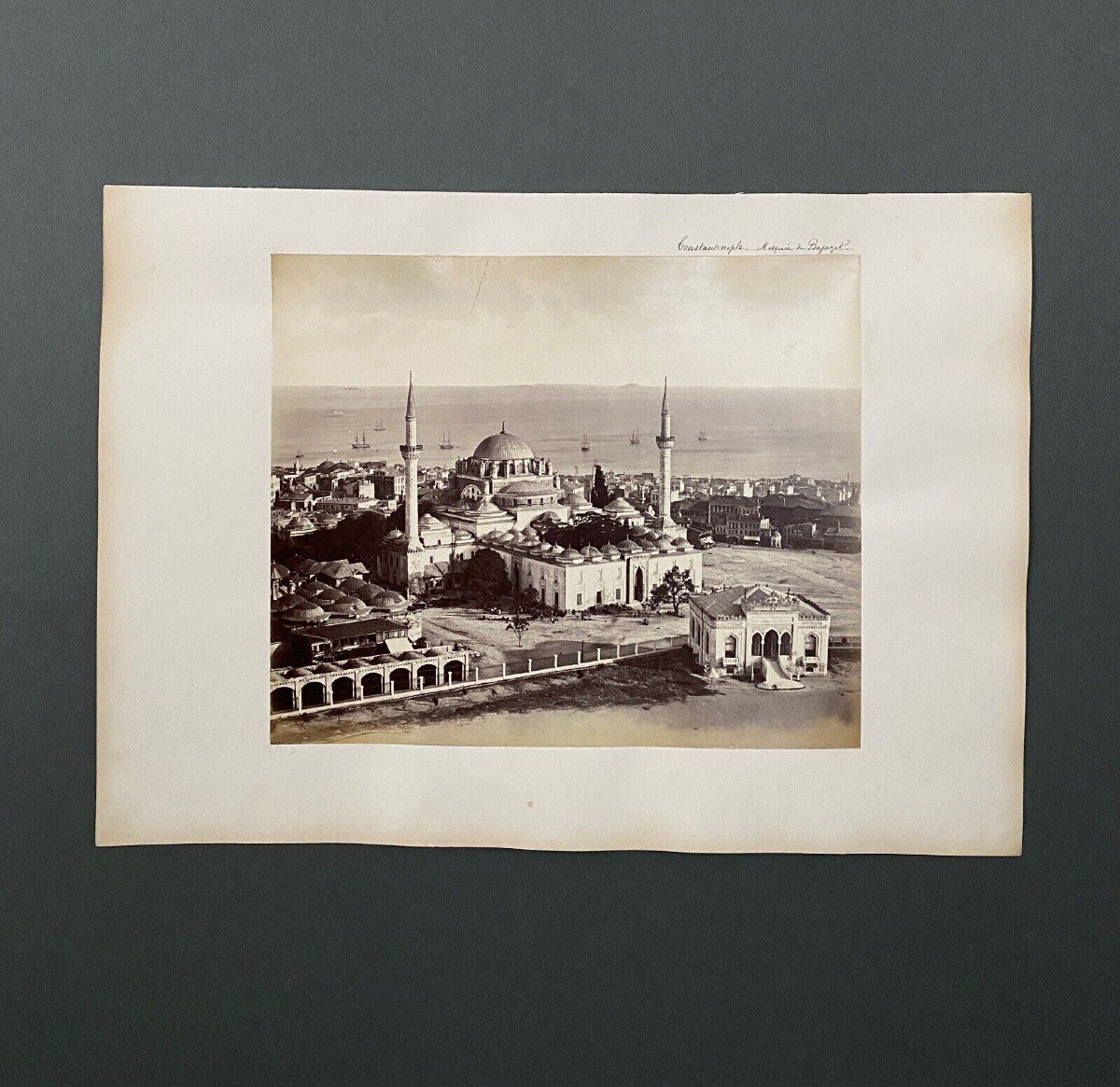 Photo Constantinople Mosque Of Bayazel 19th Century Albumen Laminated Cardboard-photo-2