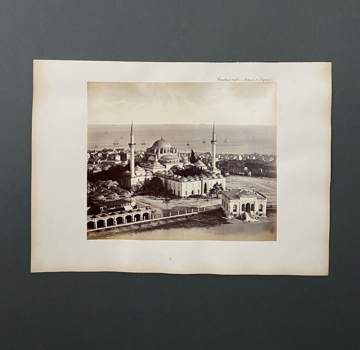 Photo Constantinople Mosque Of Bayazel 19th Century Albumen Laminated Cardboard-photo-2
