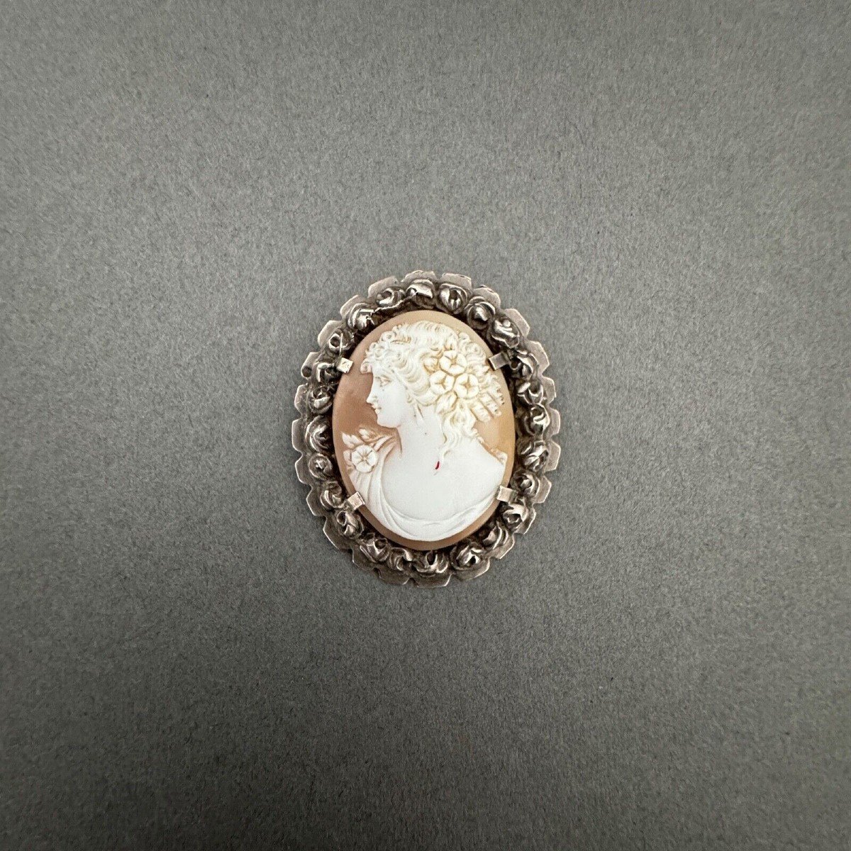 Late 19th Century Brooch Cameo Representing A Woman's Profile In Antique Style-photo-3