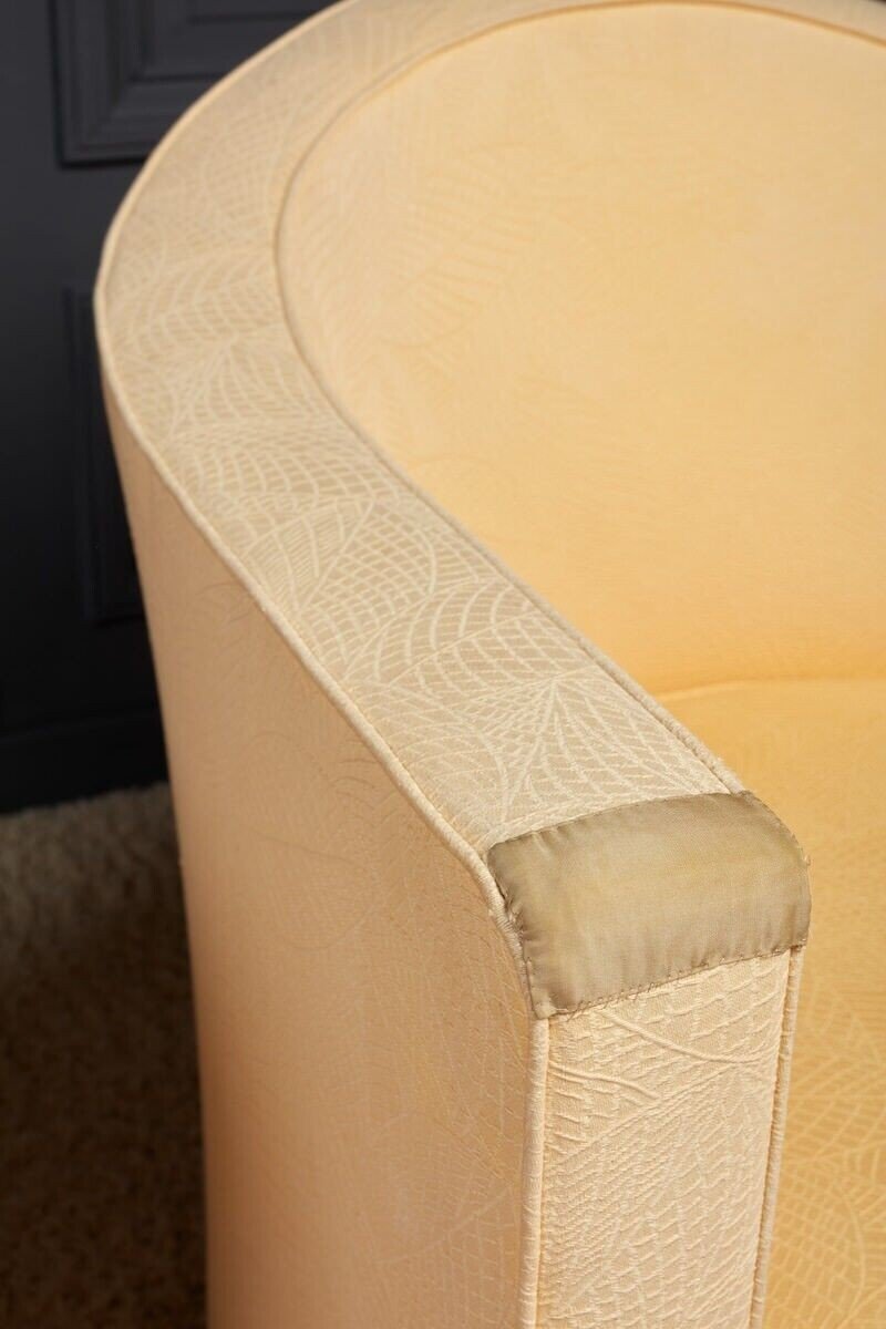 Paire de fauteuils First Time Art déco 1930 tissu crème structure bois-photo-1