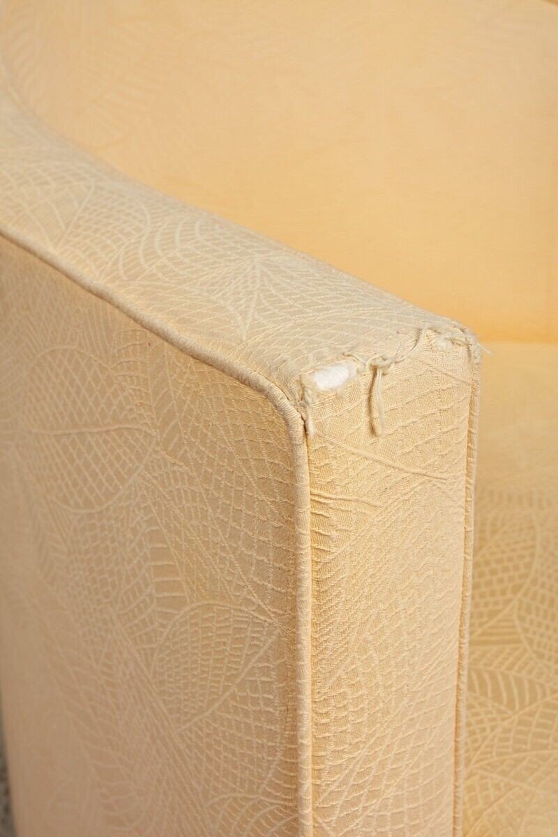Paire de fauteuils First Time Art déco 1930 tissu crème structure bois-photo-3