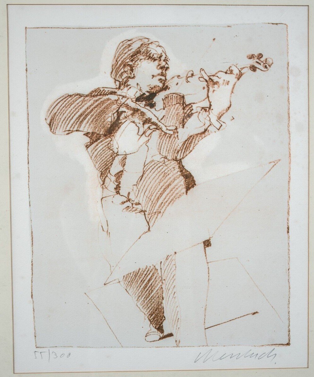 Lithographie contresignée par Claude Weisbuch numérotée 55/300 violoniste