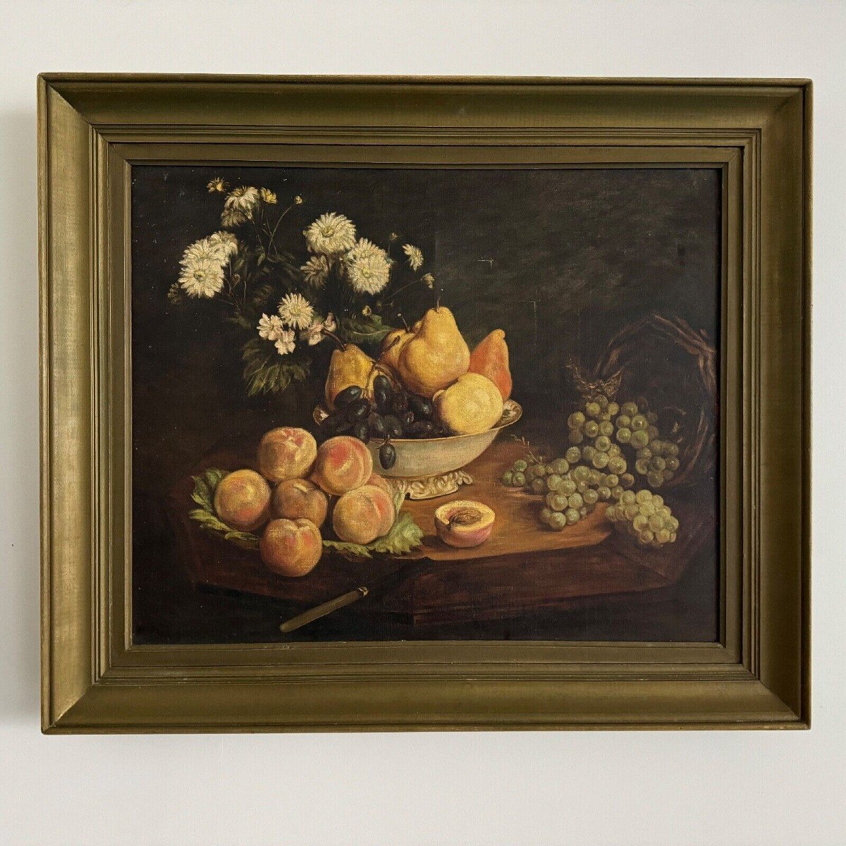 Oil On Canvas 1900 After Fantin Latour Still Life Flowers And Fruits