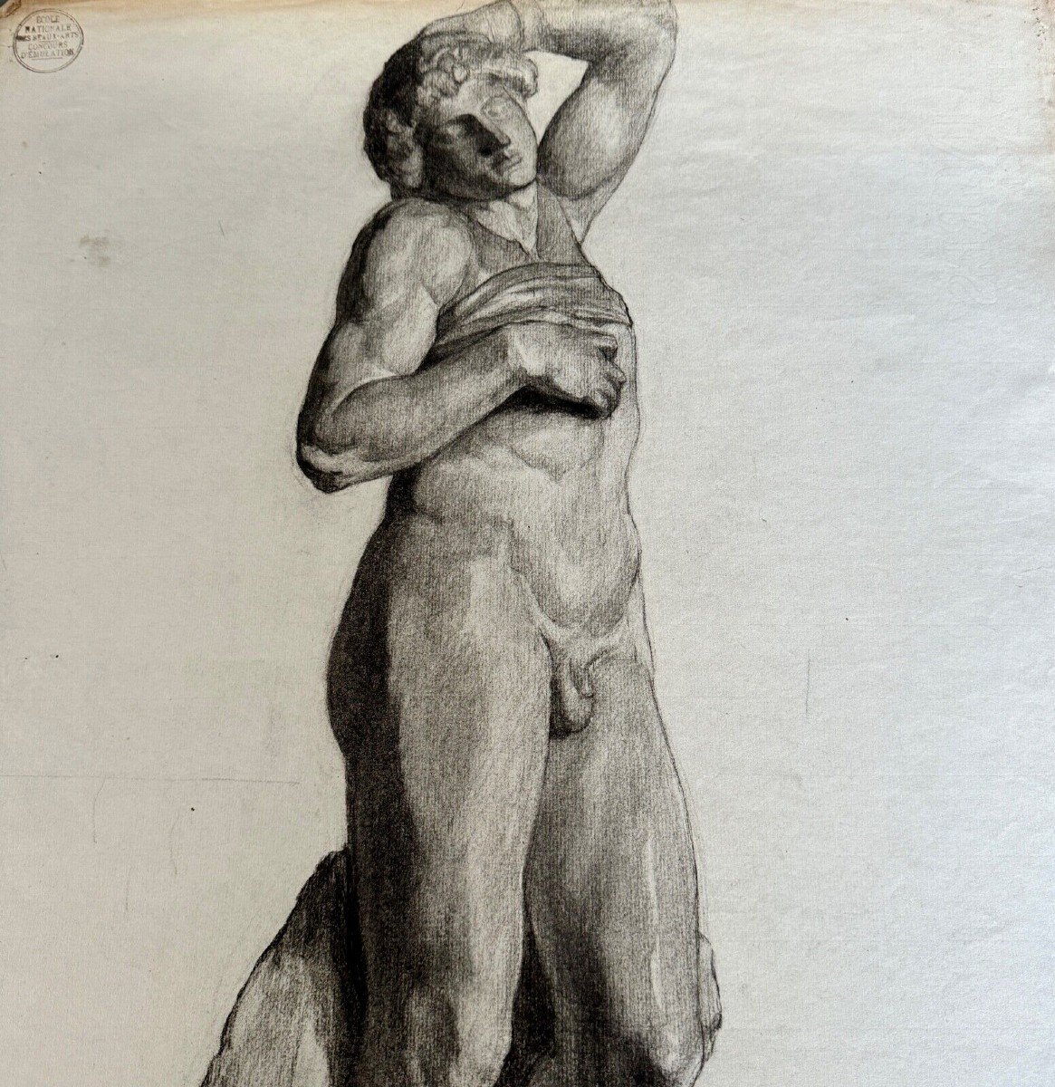 Dessin fusain portrait homme à l'Antique par Berger dit Lheureux Biloul-photo-4