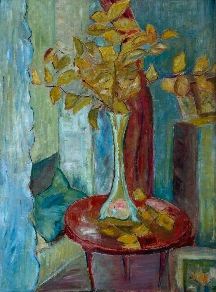 Huile sur carton nature morte aux fleurs 1950 -photo-2