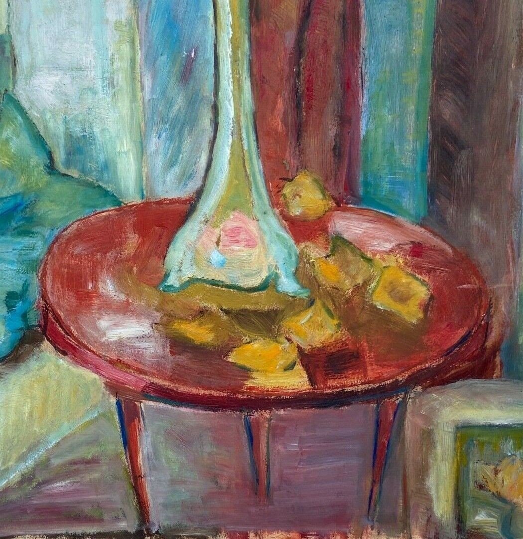 Huile sur carton nature morte aux fleurs 1950 -photo-4