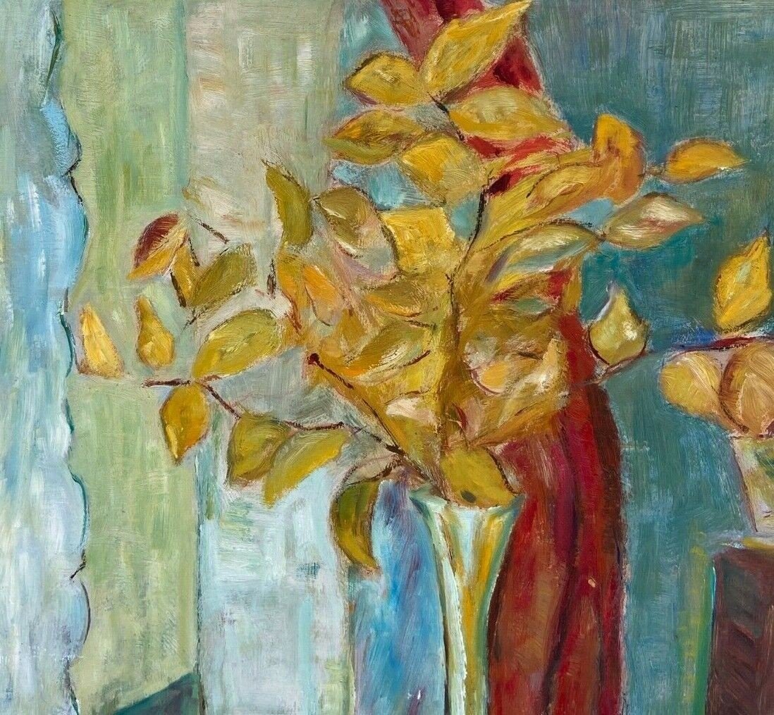 Huile sur carton nature morte aux fleurs 1950 -photo-5