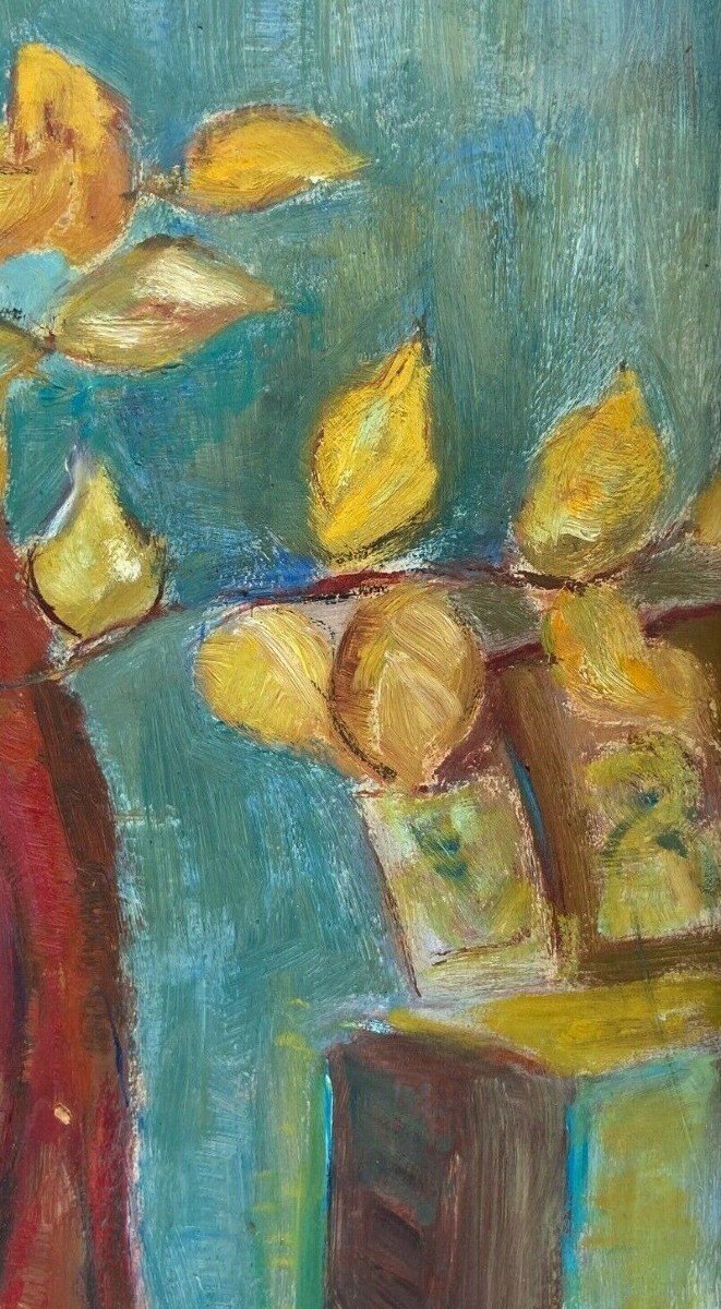 Huile sur carton nature morte aux fleurs 1950 -photo-6