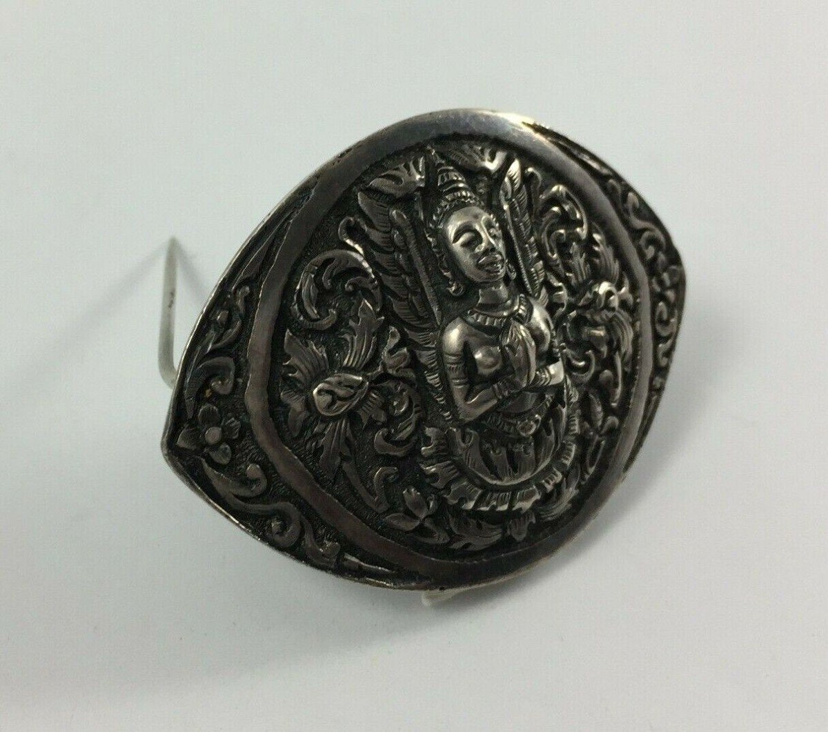 Broche à décor de Bouddha Inde en argent 24 grammes belle facture ancienne -photo-6
