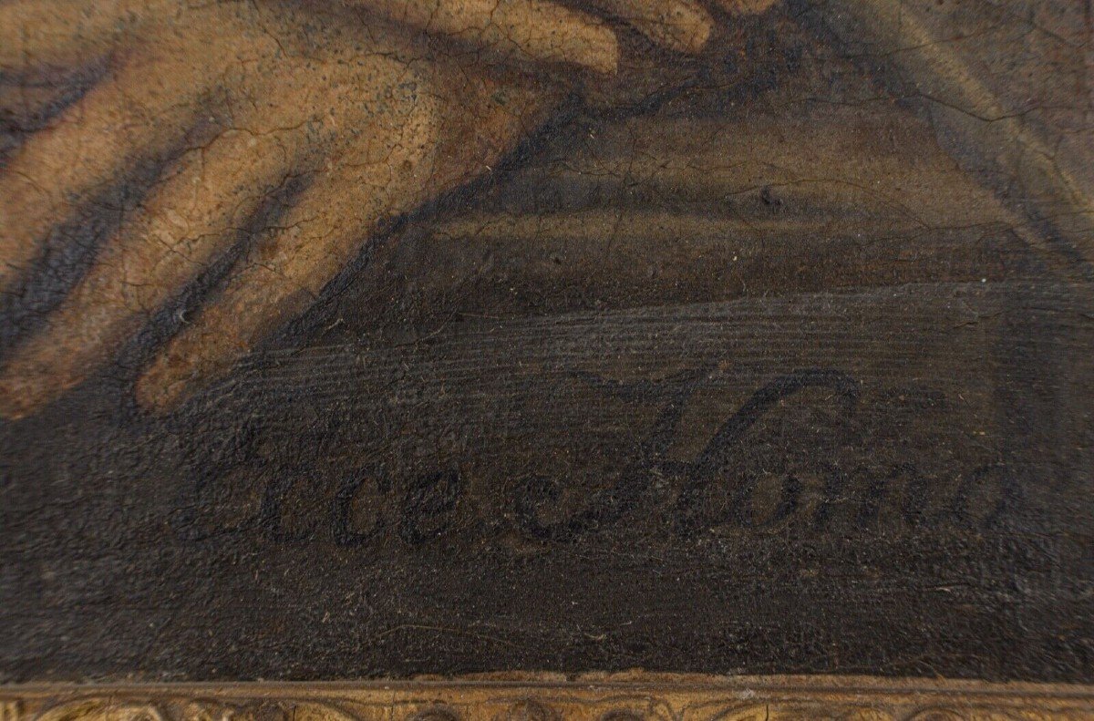 Huile sur toile Ecce Homo XIXe représentation du Christ en béatitude-photo-3