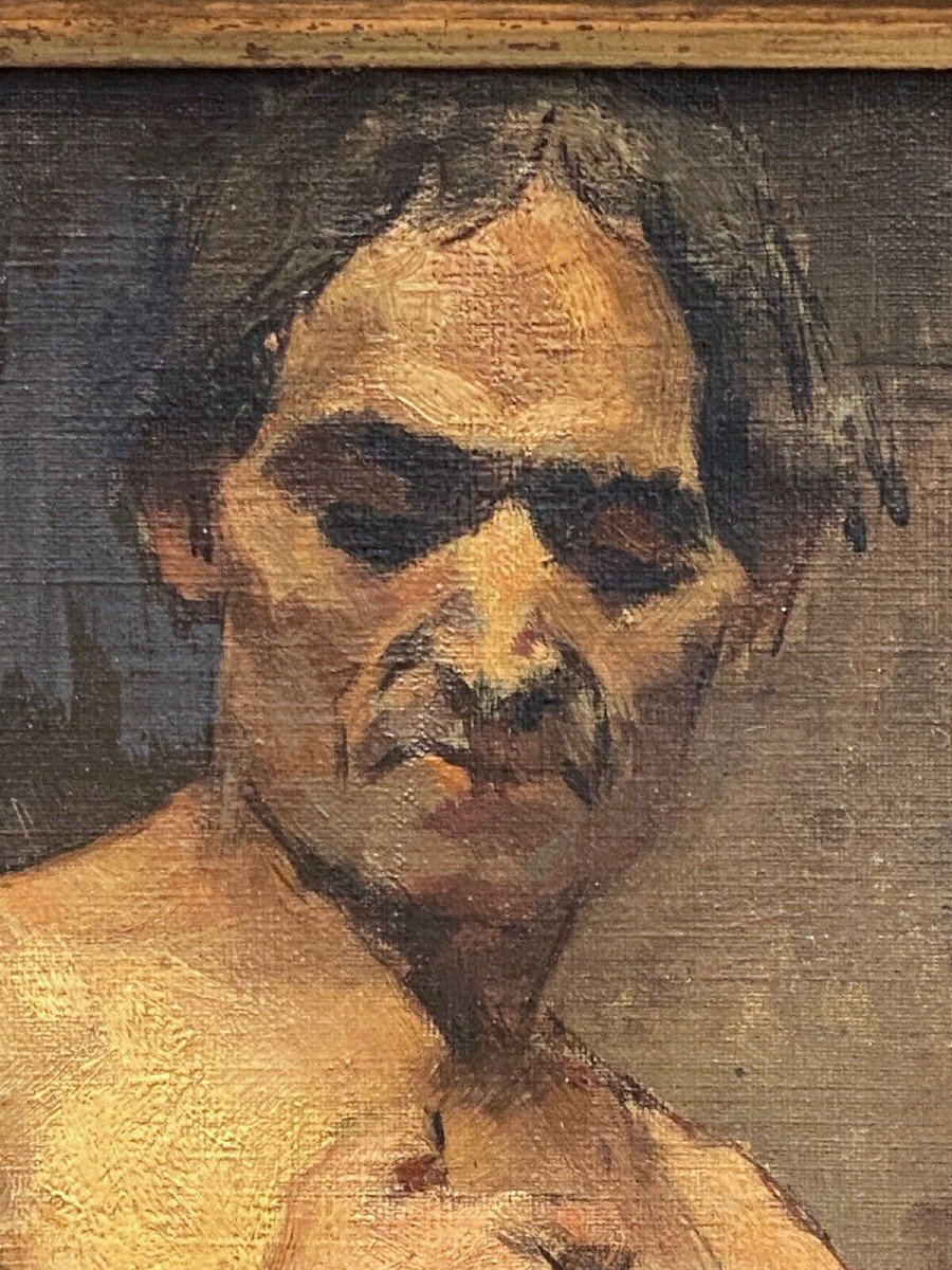 Oil On Panel By Alain Beaufreton Academic Nude Male-photo-1