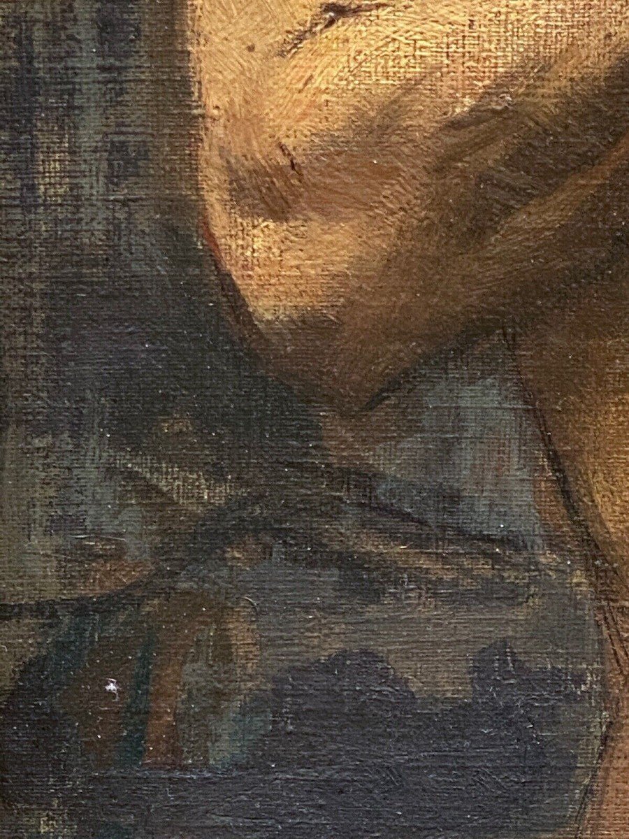 Oil On Panel By Alain Beaufreton Academic Nude Male-photo-2