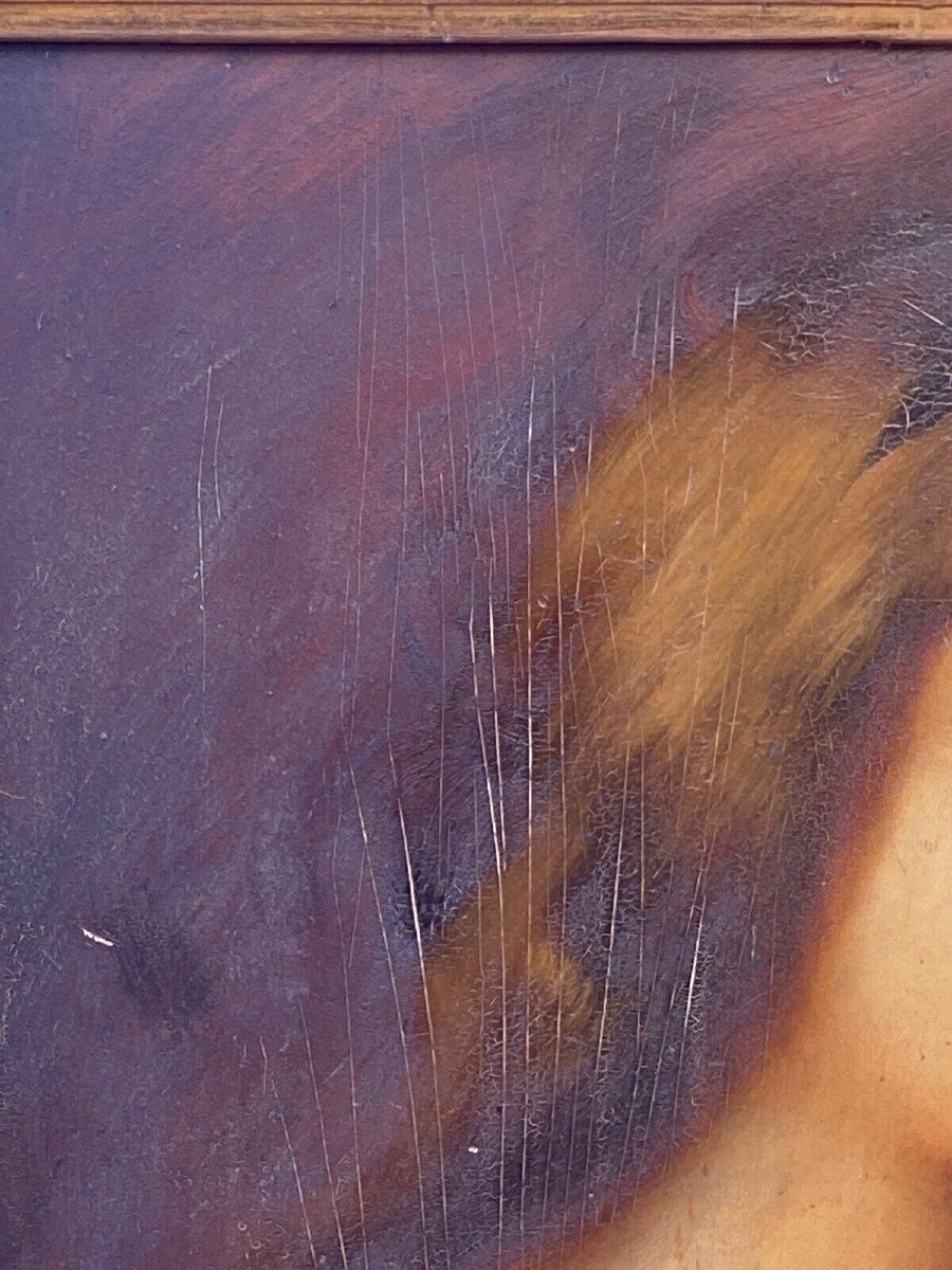Huile sur panneau femme rousse dans le goût de J.-J. Henner fin XIXe-photo-3