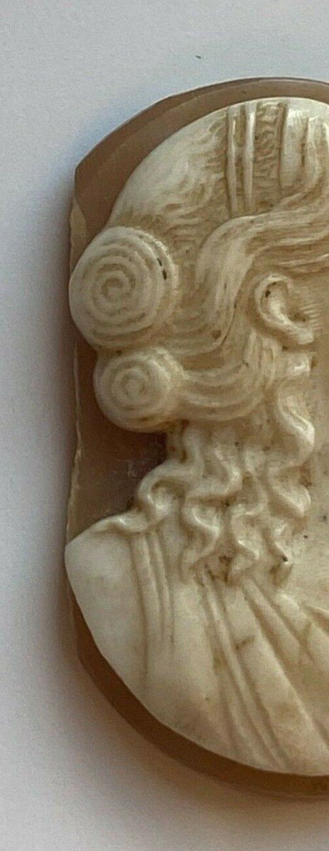 Camée du XVIIIe profil de femme à l'Antique en agate-photo-7