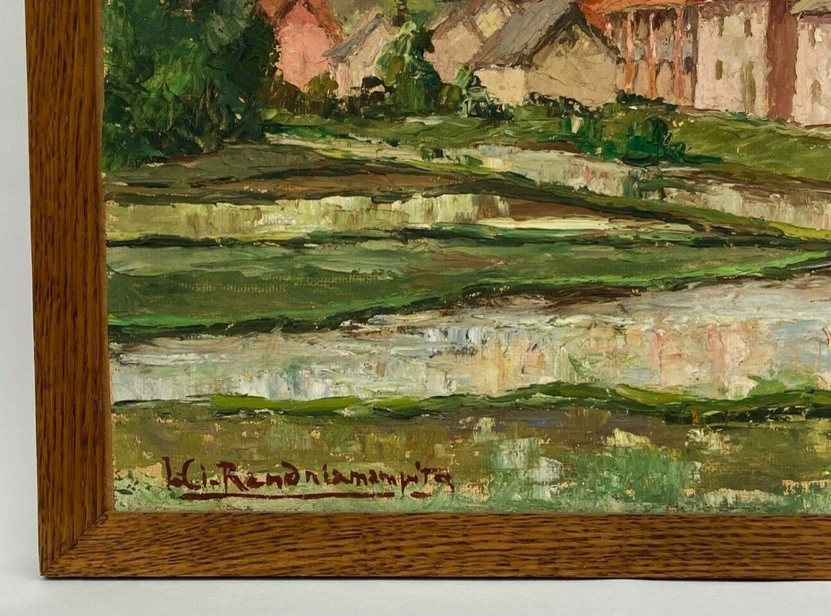 Oil On Cardboard By Randriamampita Jules Claude (1913-1968) Mountain-photo-2