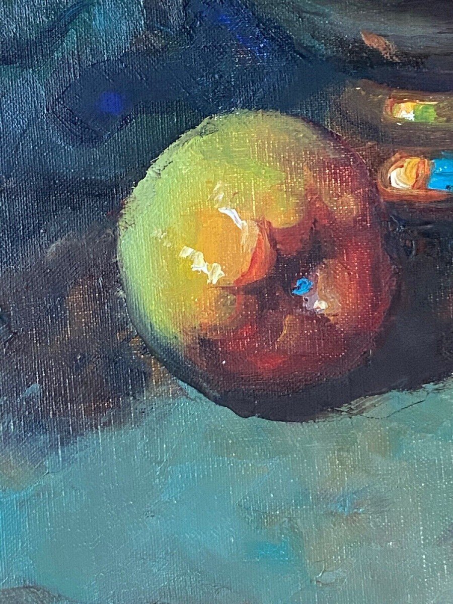 Oil On Canvas Still Life With Fruits 1950-photo-5