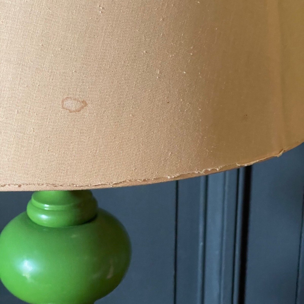 Pair Of Pink And Green Lamps 1970 Original Lampshade French Design-photo-3