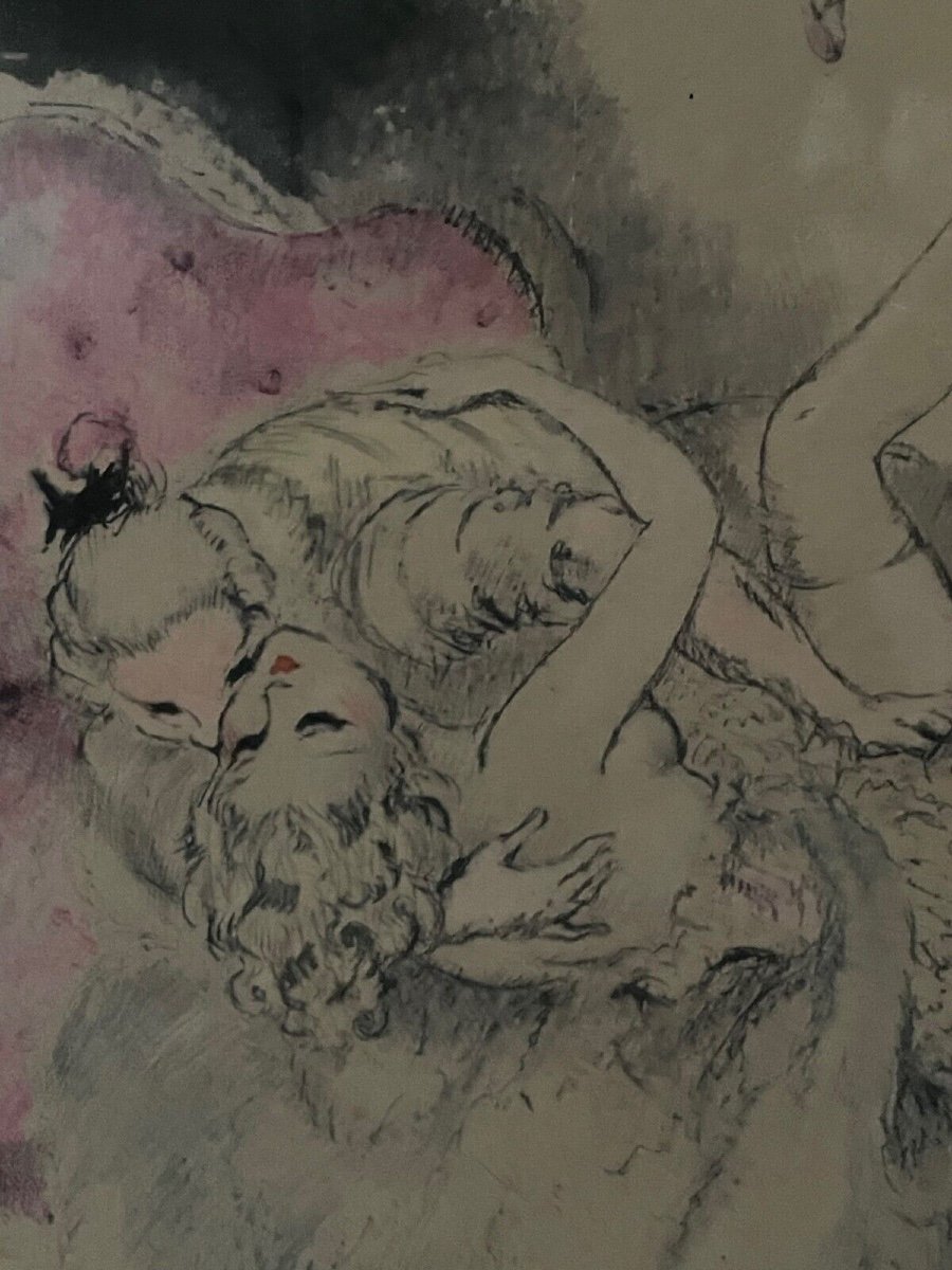 Lithographie de Louis Icart représentant un couple érotique XXe-photo-2