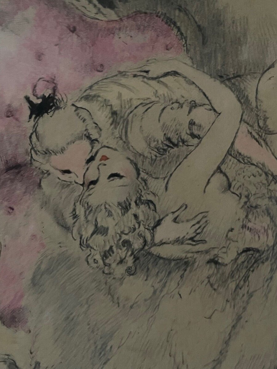 Lithographie de Louis Icart représentant un couple érotique XXe-photo-4