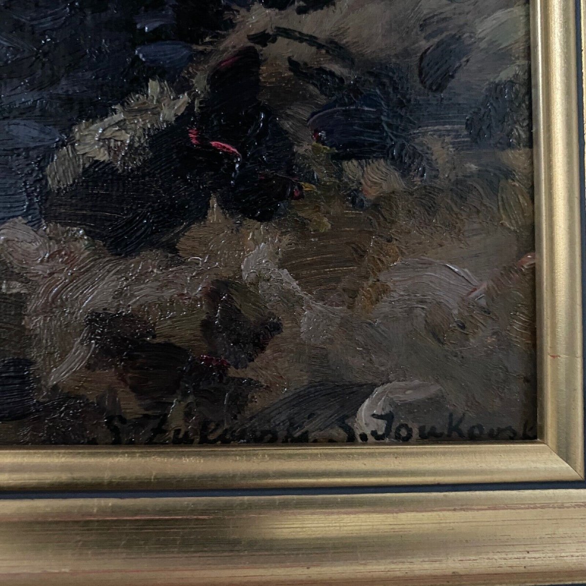 Oil On Cardboard By Stanislaw Zukowski Stream In An Undergrowth-photo-5