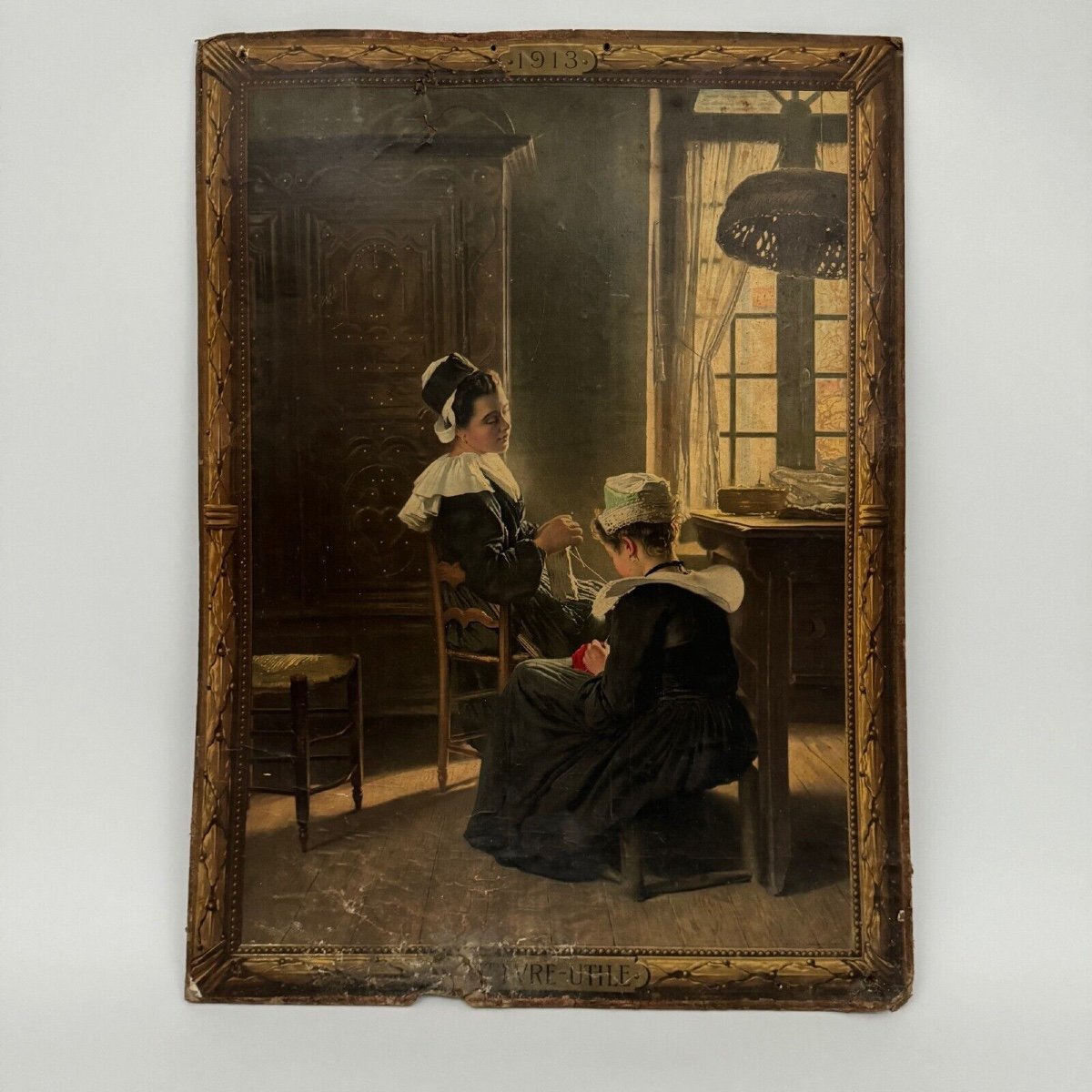 Sign Read On Cardboard Illustrated With Two Breton Women In Costume