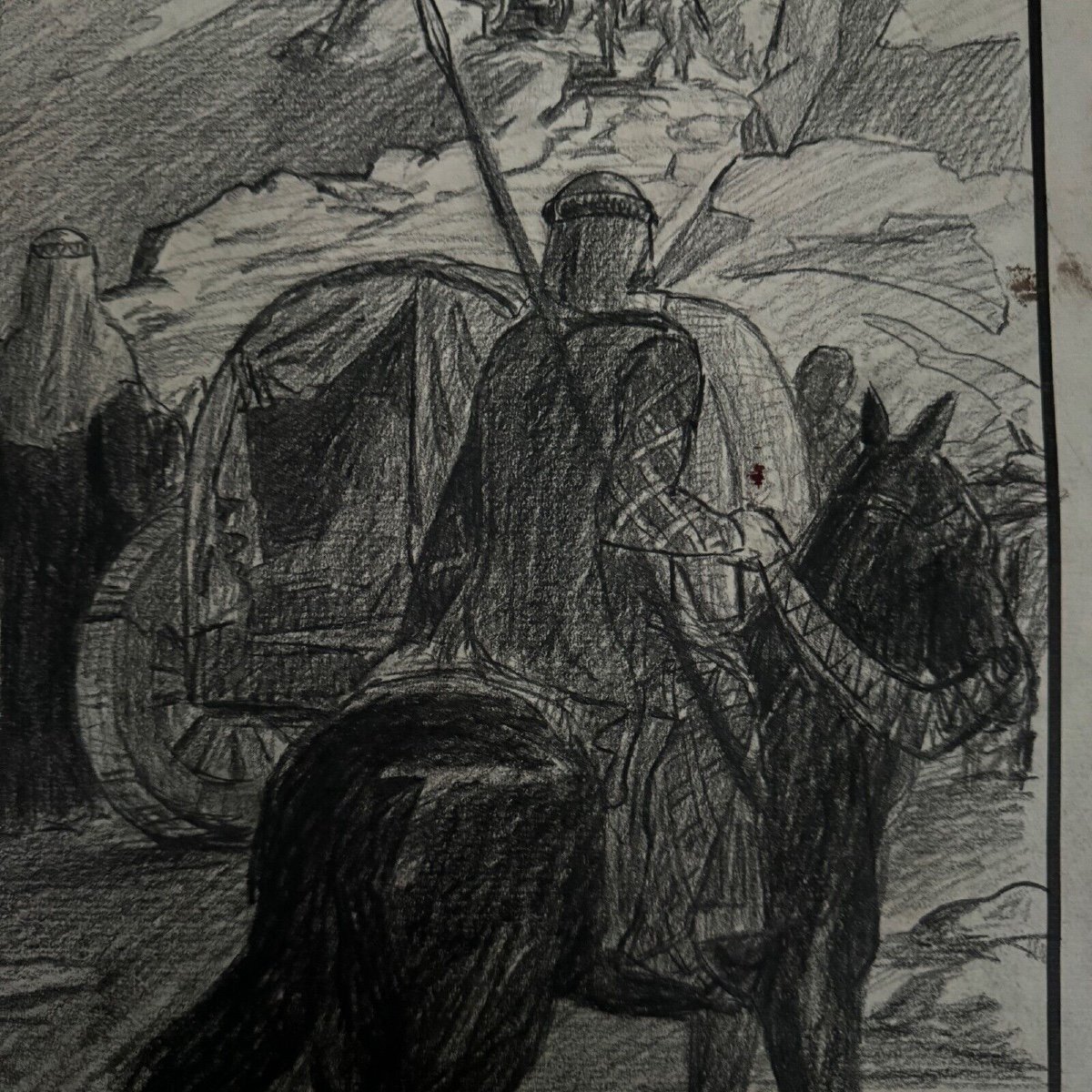 Charcoal Fine Arts Competition Oriental Subject By Berger-lheureux Known As Biloul-photo-2
