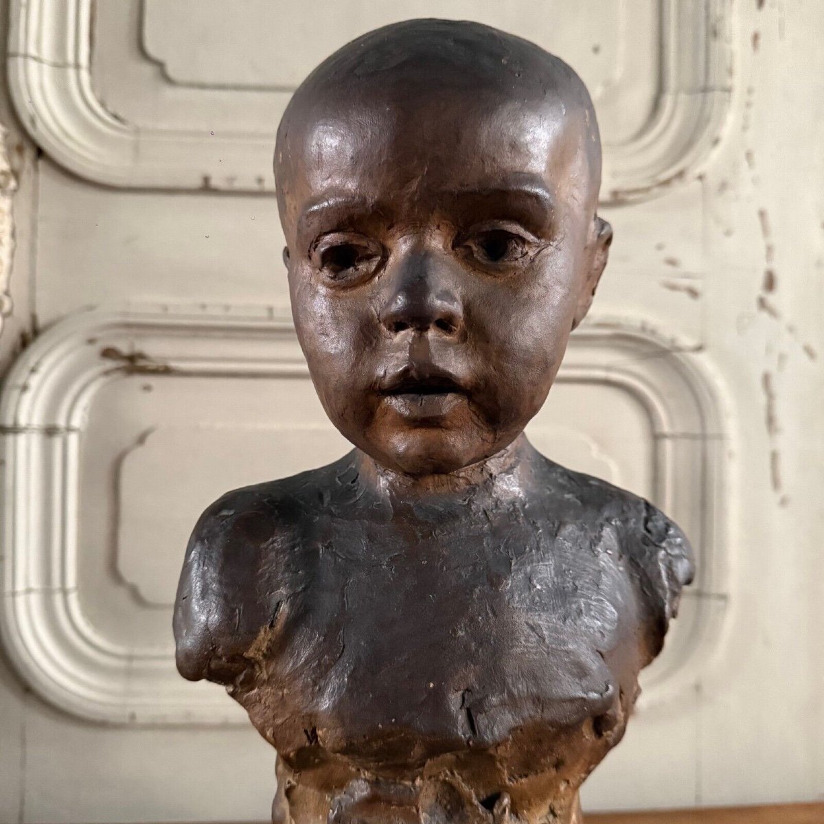 Terracotta Sculpture, Charles Filleul Workshop, Child Bust, 20th Century-photo-2