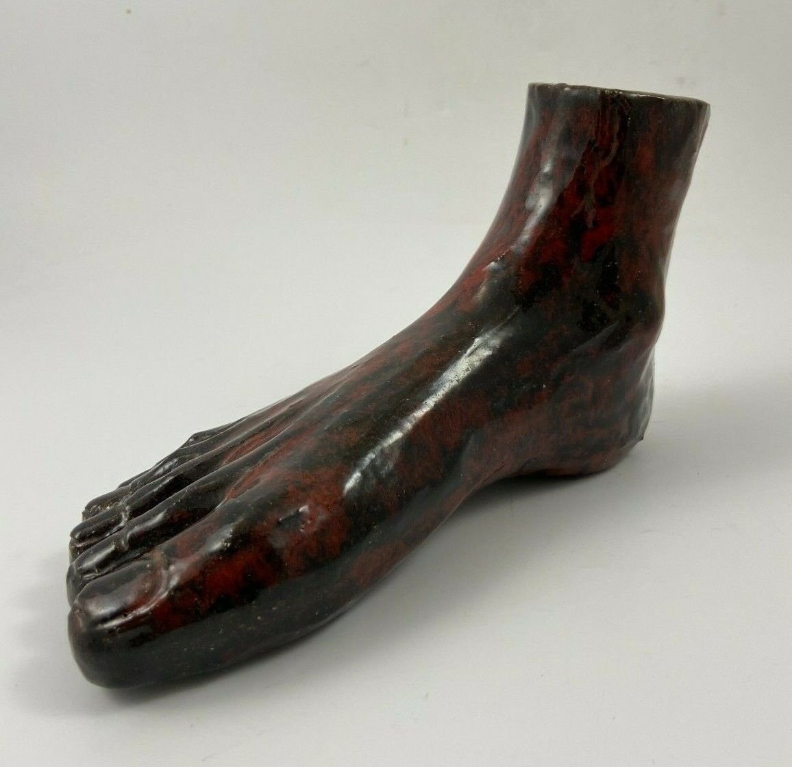 Pied en terre cuite vernissée 1950 sculpture design cabinet de curiosité-photo-8
