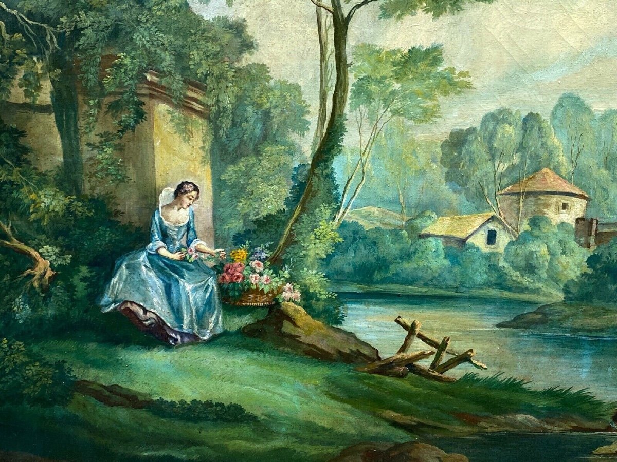 Huile sur toile Herduwb Rendurg Rendurb romantique XIXe-photo-4