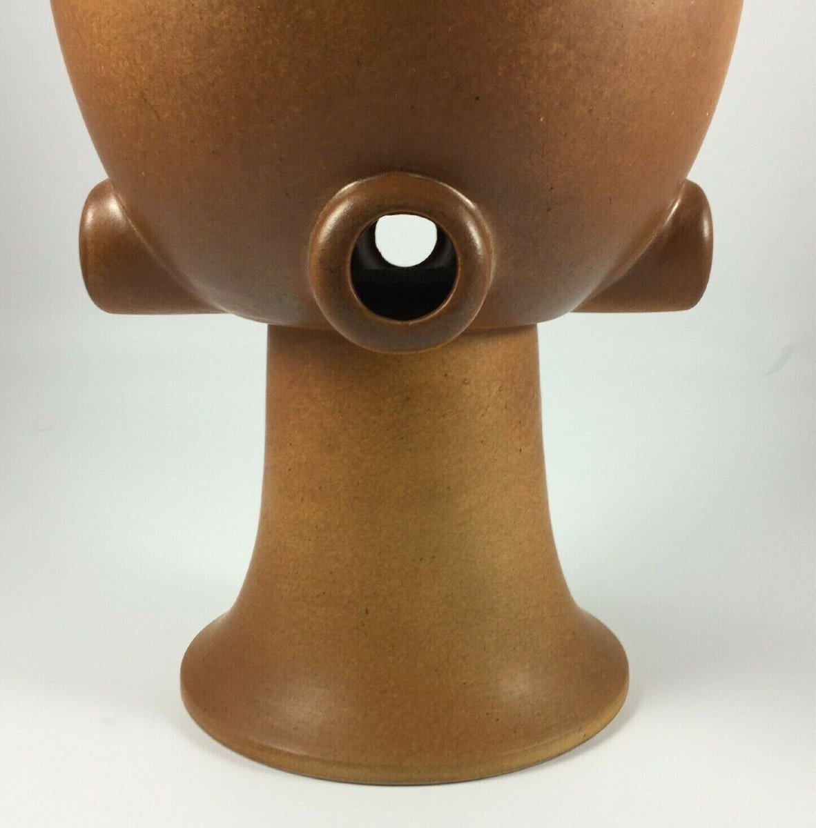 Sculpture en céramique 1960 vintage avec application patine marron-photo-5