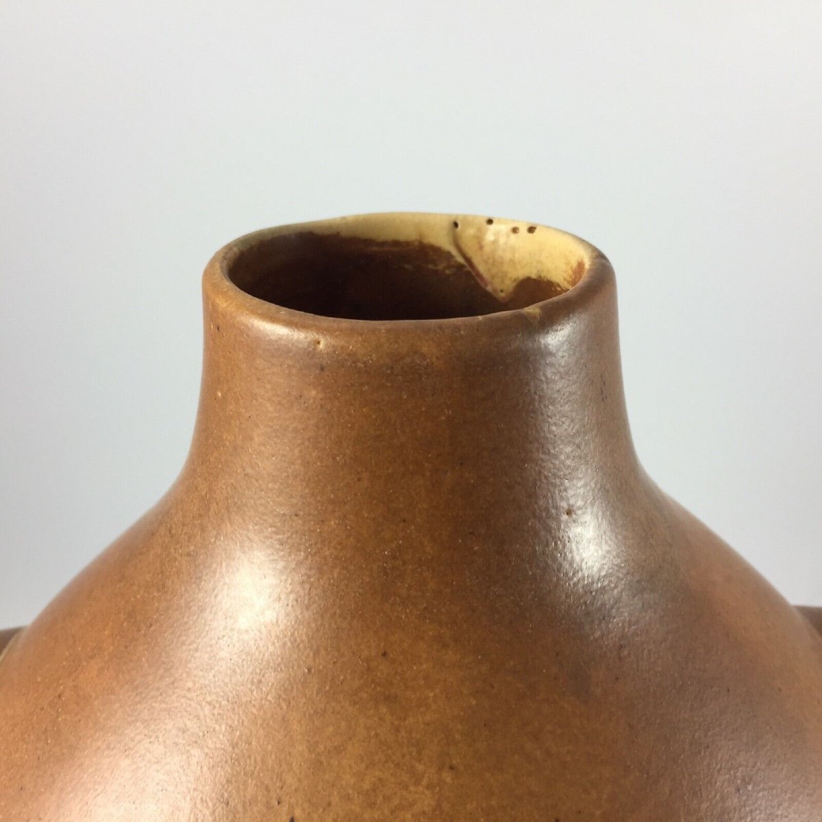 Sculpture en céramique 1960 vintage avec application patine marron-photo-7