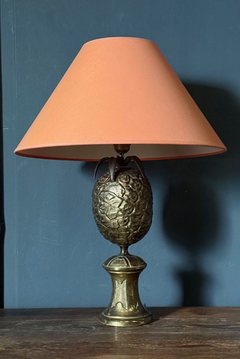 1980 Pineapple Lamp In Gold Metal-photo-4