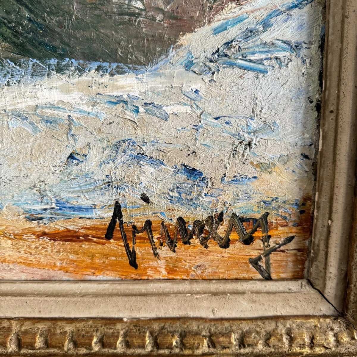 Oil On Canvas By Jean Vinay La Meije And La Meijette Seen From The Mountain-photo-2