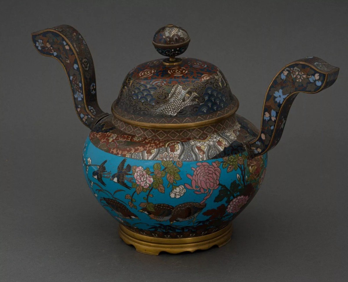 Copper Perfume Burner In Japan With Cloisonné Enamel Decoration, 19th Century-photo-2