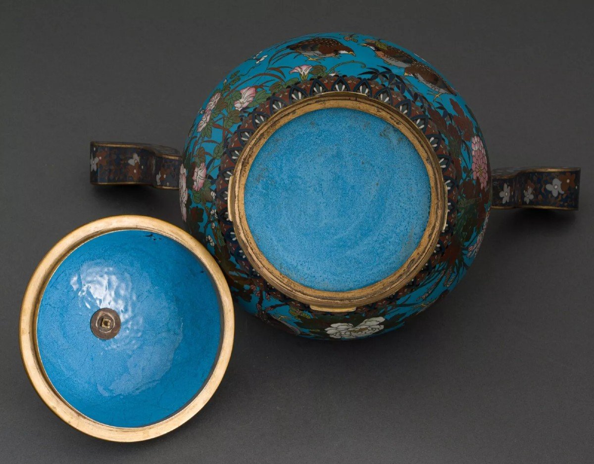 Copper Perfume Burner In Japan With Cloisonné Enamel Decoration, 19th Century-photo-3