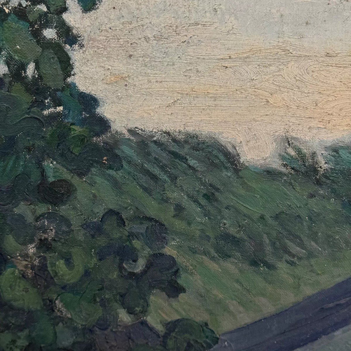 Oil On Cardboard The Loire At The Vivier 20th Century-photo-4