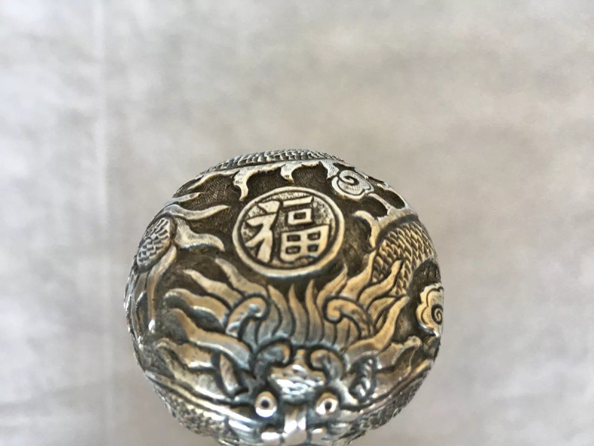 19th Century Bronze Cane From China Or Indochina, Dragon Decoration, Ironwood Shaft-photo-8