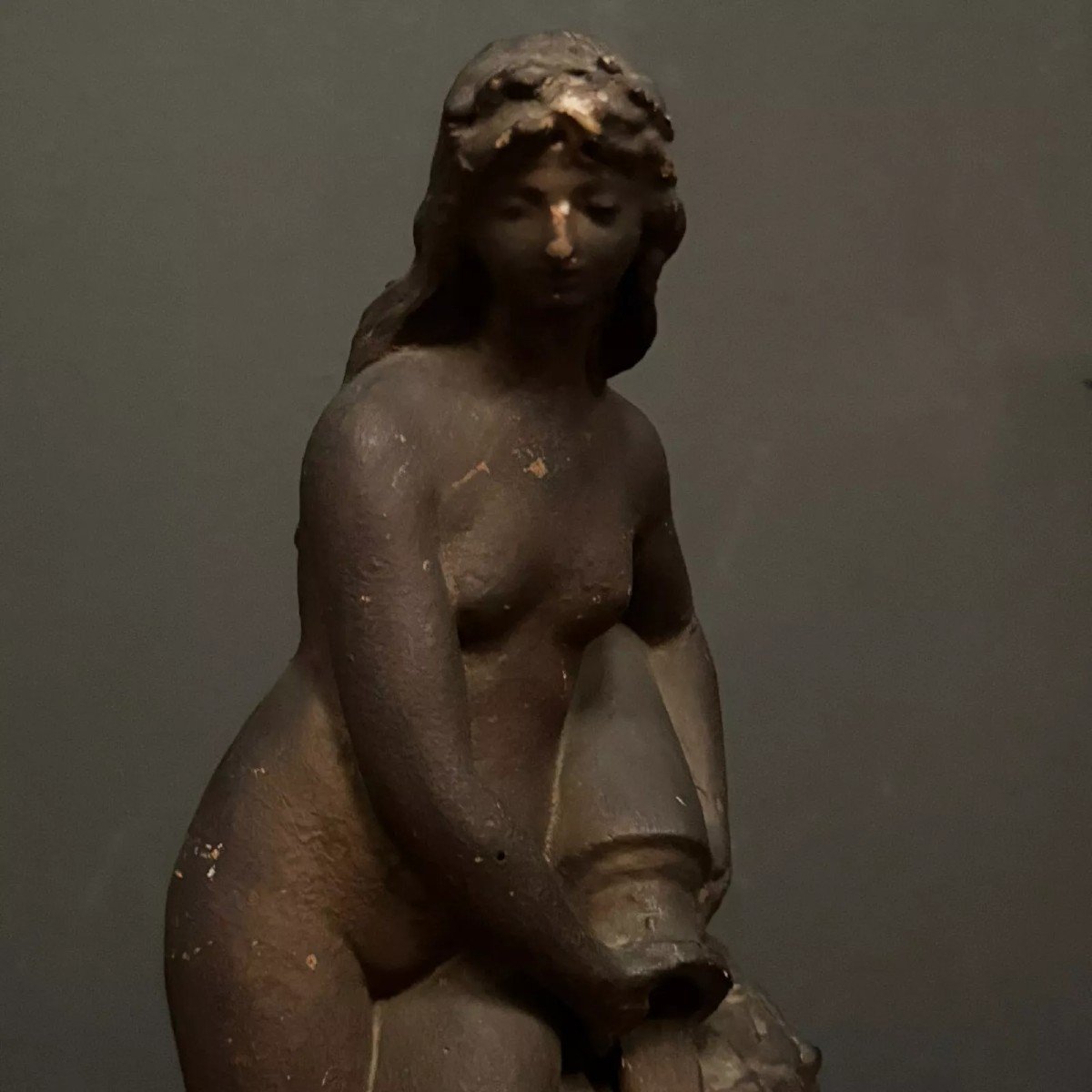 Sculpture By Charles Filleul 20th Century Woman In Antique Workshop Plaster-photo-2