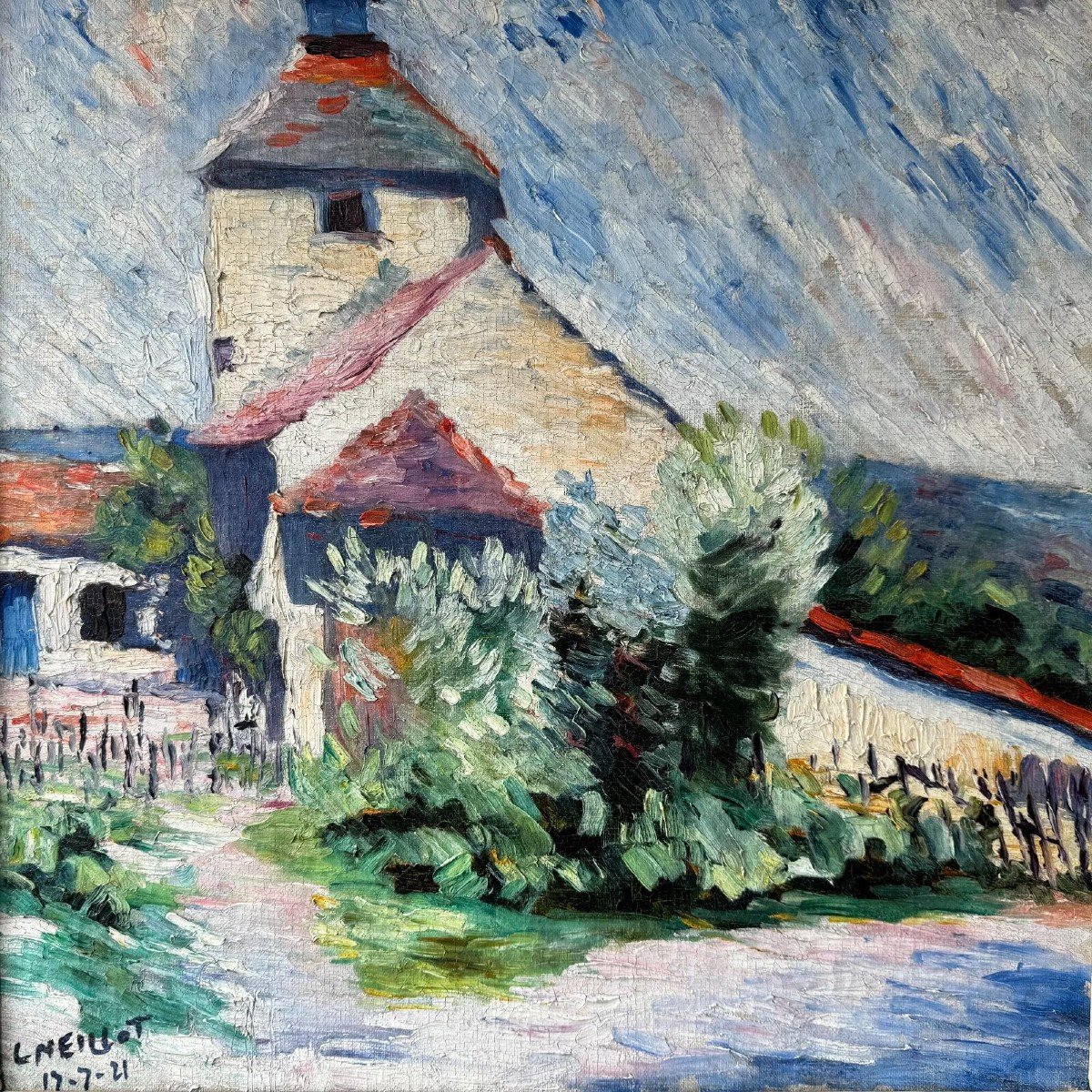 Oil On Canvas By Louis Neillot (1898-1973) Landscape 1921-photo-2
