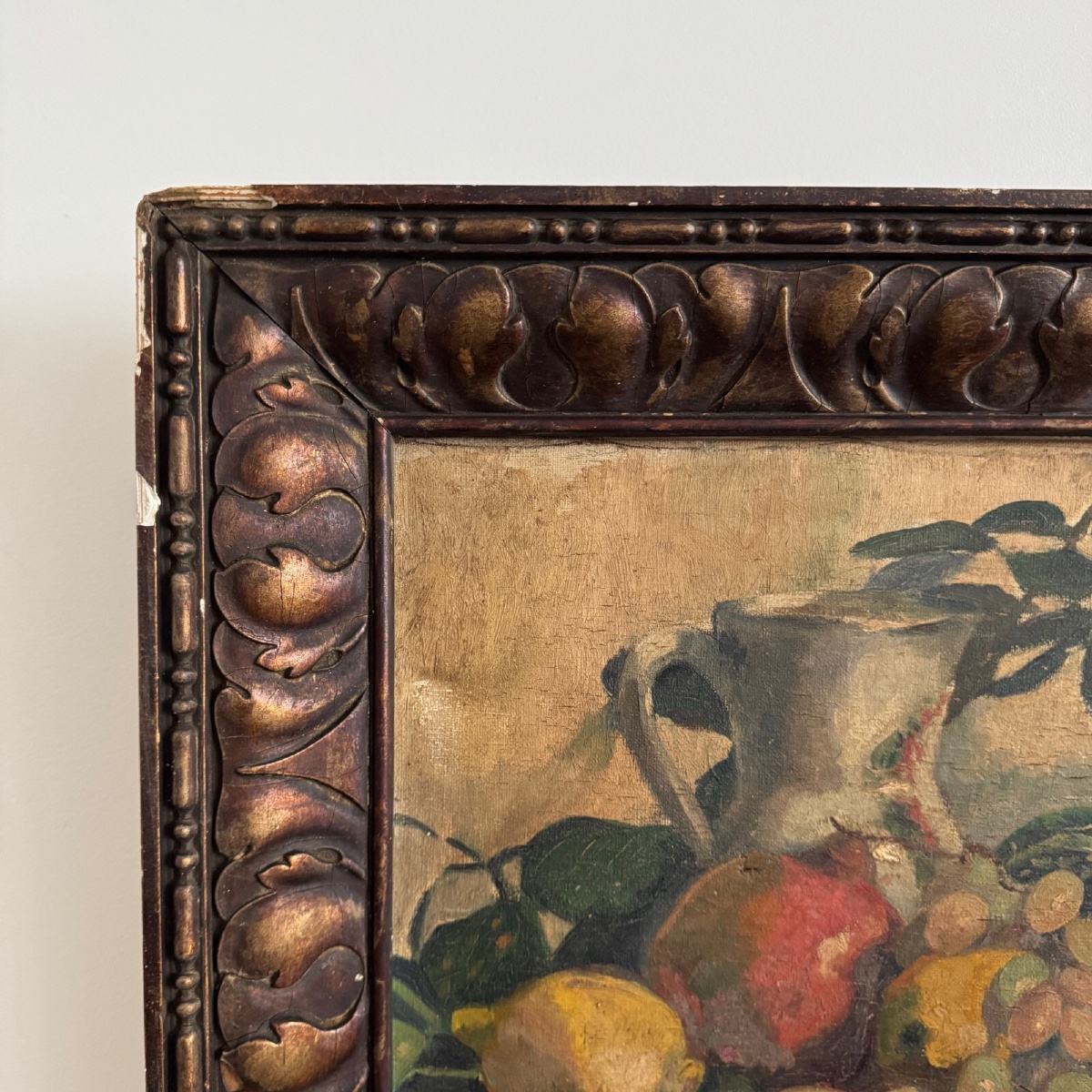 Oil On Canvas By M. Rery Still Life With Fruits And Vegetables 20th Century-photo-2