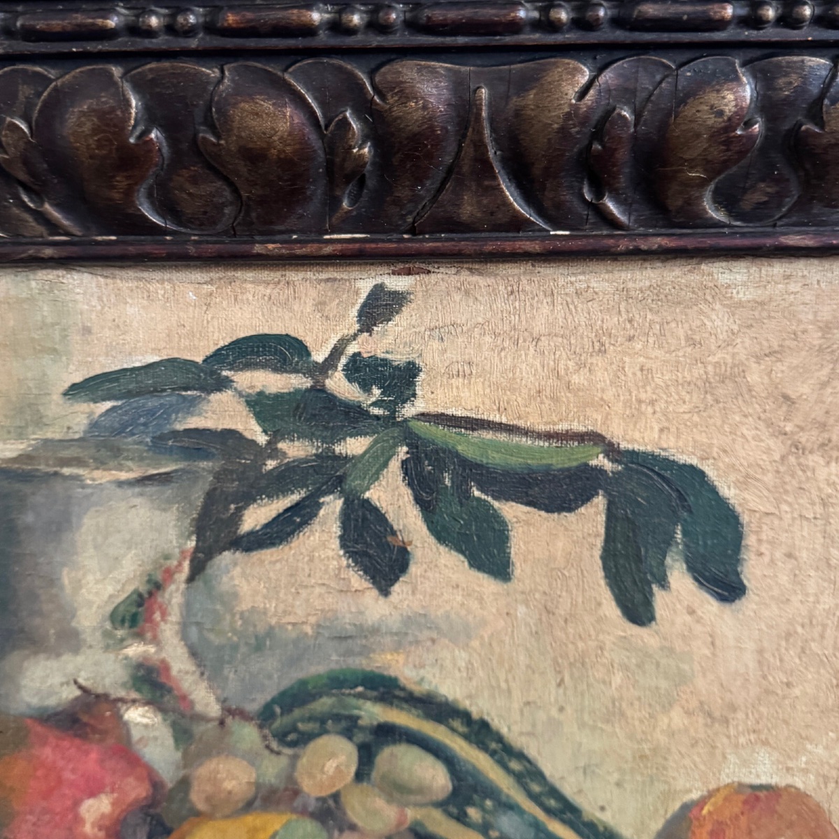 Oil On Canvas By M. Rery Still Life With Fruits And Vegetables 20th Century-photo-3