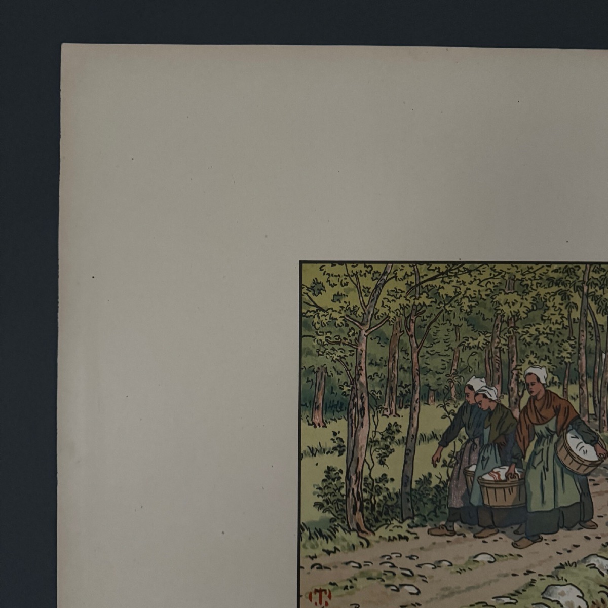 Lithograph By Henri Rivière The Beautiful Country Of Brittany Washhouse In Tréboul-photo-1